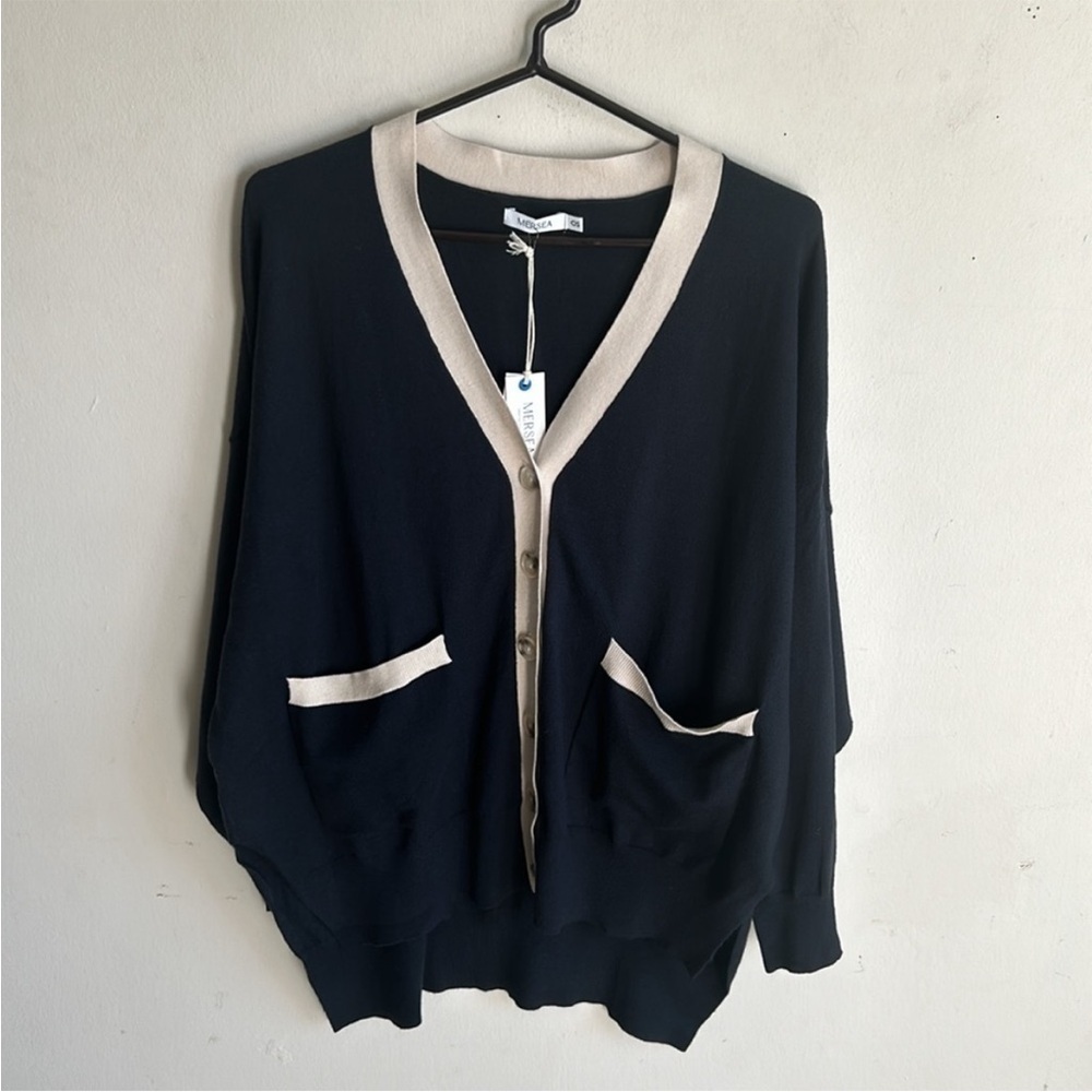 MERSEA The Anywhere Navy Cardigan One Size NWT - Picture 6 of 13